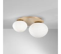 Eco-Light Plafón Ripple, dorado/opal, 2 luces