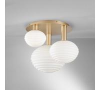 Eco-Light Plafón Ripple, dorado/opal, 3 luces