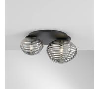 Eco-Light Plafón Ripple, negro/gris humo, 2 luces