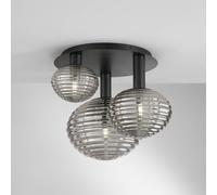 Eco-Light Plafón Ripple, negro/gris humo, 3 luces