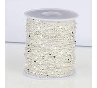 Eco Memos Cadenas Finas para Hacer Joyas de 1,5mm con Lentejuelas, 2M/rollo Cadena para Collar, Joyería, Cadena de Eslabones para Bricolaje Creativo (Plata)