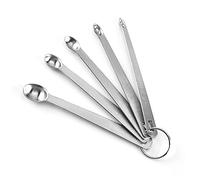 Eco Memos Juegos de Cucharas Medidoras Cucharas de Medición de Acero Inoxidable de 5 piezas - 1/4 TSP, 1/8 TSP, 1/16 TSP, 1/32 TSP, 1/64 TSP con Marcas Grabadas y Cierre Extraíble