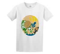 Eco Pad Two Little Like Figure Small and Pure and Fresh For Round Men's Cotton T-Shirt White Shirt Top tee M