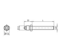 ECO Pasador de cambio para mango de barra (barra de presión), longitud 110 mm, cuadrado, 9 mm, acero galvanizado