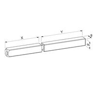 ECO Perno cuadrado de 9 mm dividido 50/60 mm (perno de empuje) para tiradores de puertas, herrajes de puerta, pasador cuadrado, acero galvanizado