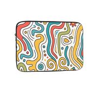 Eco Prints - Funda para portátil de 10-17 pulgadas, funda delgada de poliéster reciclado para campus, viajes, temporada de regreso a clases (líneas minimalistas E, 12 pulgadas)