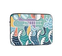 Eco Prints - Funda para portátil de 10 a 17 pulgadas, funda delgada de poliéster reciclado para campus, viajes, temporada de regreso a clases (líneas minimalistas A, 15 pulgadas)