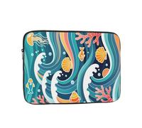 Eco Prints - Funda para portátil de 10 a 17 pulgadas, funda delgada de poliéster reciclado para campus, viajes, temporada de regreso a clases (líneas minimalistas C, 17 pulgadas)