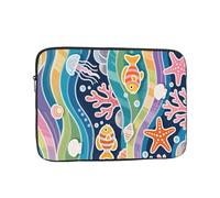 Eco Prints - Funda para portátil de 10 a 17 pulgadas, funda delgada de poliéster reciclado para campus, viajes, temporada de regreso a clases (líneas minimalistas D, 15 pulgadas)