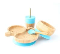 Eco Rascals 793591755731 Plato Infantil Bambú Natural, Azul