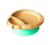 eco rascals Platos de bambú natural para bebé pequeño, placa de succión con forma de mariquita, placa de alimentación para destete con dos secciones, base de succión desmontable