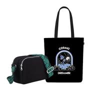 Eco Right Bolso bandolera unisex de lona con correa ajustable de algodón, Black Leaves - Cosmic Dreamer, talla única, Utilidad