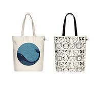 Eco Right Tote Bag De Algodón, Bolso Mujer Ecológica, Bolsa Tela Cremallera Para El Playa, Viajes, Compras, Uso Diario