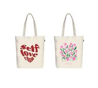 Eco Right Tote Bag De Algodón, Bolso Mujer Ecológica, Bolsa Tela Cremallera Para El Playa, Viajes, Compras, Uso Diario