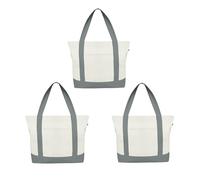 Eco Right Tote Bag Lona Mujer, Hombre Con Cremallera Y Bolsillo Interior, 100% Algodón Ecológico Bolsa Playa (Lote De 3)