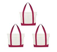 Eco Right Tote Bag Lona Mujer, Hombre Con Cremallera Y Bolsillo Interior, 100% Algodón Ecológico Bolsa Playa (Lote De 3)