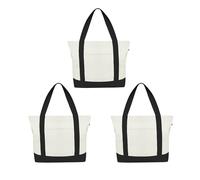 Eco Right Tote Bag Lona Mujer, Hombre Con Cremallera Y Bolsillo Interior, 100% Algodón Ecológico Bolsa Playa (Lote De 3)