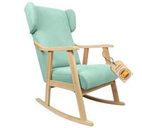ECO SILLA Y DESCANSO® Mecedora Orejera Mod. Torino. Sillon, balancin, Mecedora Especial Lactancia, Antimanchas, Madera Haya Maciza. Fabricado en España. (Verde Agua/Natural)