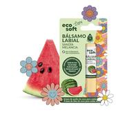 Eco Soft Bálsamo Labial Natural con Aceite de Coco, Sabor Sandía, Hidratación 24h, 4.8g, Sin Alérgenos, con Vitamina E y Cera de Abeja