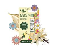 Eco Soft Bálsamo Labial Natural con SPF 50, Sabor Vainilla, con Aceite de Coco, Cera de Abeja, Vitamina E, Protección Solar, 4.8g