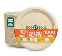 ECO SOUL Platos compostables de 25 cm (1000 unidades) | 1000 % biodegradables | desechables y ecológicos | Platos resistentes de caña de azúcar | Ideal para entrantes, aperitivos y tarea