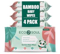 Eco Soul Toallitas de bambú para bebé, 256 unidades, sin perfume, 100% compostables y ecológicas, 99.9% toallitas de bambú hipoalergénicas a base de agua