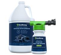 Eco Strong Eliminador de olores al aire libre | Limpiador enzimático de orina de perro para exteriores, potente desodorante de aroma para mascotas, gatos, animales, fuerza profesional para patio,
