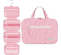 Eco Sun Neceser de viaje colgante, diseñado en Hawái, organizador de viaje resistente al agua para accesorios de baño, Pink Leopard, Colgar