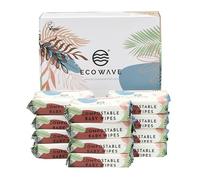 Eco Wave Toallitas para bebé, 100 % compostables, ecológicas, sin perfume, hipoalergénicas, veganas, sin alcohol, adecuadas para pieles sensibles (paquete de 12)