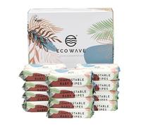Eco Wave Toallitas para bebé, 100 % compostables, ecológicas, sin perfume, hipoalergénicas, veganas, sin alcohol, adecuadas para pieles sensibles (paquete de 12)
