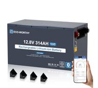 ECO-WORTHY Batería EnergyRock LiFePO4 de 12 V 314 Ah | Capacidad de 4019 Wh con interruptor de seguridad y Bluetooth, resistente a altas temperaturas y protección contra bajas
