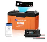 ECO-WORTHY Bateria LiFePO4 12V 314Ah EnergyTrek con Cargadores 12/24V 20A,Bateria Litio 12V 314AH con Bluetooth, Indicador LED, Protección BMS de Baja Temperatura, para Autocaravana,Caravana