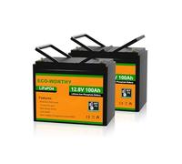 ECO-WORTHY Batería Litio 12V 200 Ah (2 * 100Ah), Bateria Lifepo4 12V con Más de 4000+ Ciclos Profundos y Protección BMS para Caravanas, Camping, Sistema Panel Solar, Kit Panel Solar, Barco