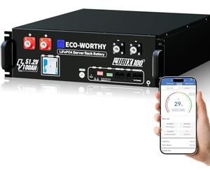 ECO-WORTHY Cubix100 LiFePO4 48V 100Ah Bluetooth IEC 62619 con BMS de 100A, bateria litio de 5,12kWh, armario para servidor, batería solar para sistema solar completo,sistema fotovoltaico, autocaravana
