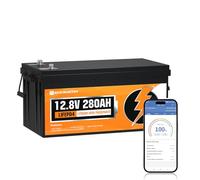 ECO-WORTHY LiFePO4 12 V 280 Ah Bluetooth con 200 A BMS Low Temperature Protección y Máx. 15000 ciclos, 3584 Wh Batería de coche 12 V para autocaravana, sistema solar, juego completo, barco