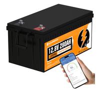 ECO-WORTHY LiFePO4 - Batería solar de litio, Bluetooth, 12 V, 280 Ah, recargable, con BMS, para autocaravana, pesca con caña y demás