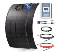 ECO-WORTHY Panel solar flexible de 400 W, sistema independiente de la red: panel solar 200 W x 2 con conversión del 25%, regulador de carga MPPT de 40 A con cable solar para caravanas, autocaravanas