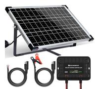 ECO-WORTHY Placa Solar 12V 25W Kit Solar Monocristalino: panel solar 25 W + soporte de montaje ajustable + controlador mejorado, para baterías de 12 V, coches, autocaravanas, barcos