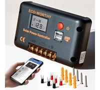 ECO-WORTHY Regulador de Carga Solar 30A Controlador inteligente para paneles solares y baterías con 2 puertos USB 12/24 V PWM Apto para bateria lifepo4, plomo-ácido y gel