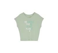 ECOALF - Camiseta Mujer Rialf, de Algodón Orgánico y Reciclado, con Cuello Redondo, Camiseta sin Mangas, Transpirable y Cómoda, T-shirt con Texto Impreso, Talla M, Color Verde Manzana