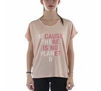 ECOALF - Camiseta Mujer Rialf, de Algodón Orgánico y Reciclado, con Cuello Redondo, Camiseta sin Mangas, Transpirable y Cómoda, T-shirt con Texto Impreso, Talla XS, Color Rosa Claro