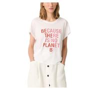 ECOALF - Camiseta Mujer Rialf, de Algodón Orgánico y Reciclado, con Cuello Redondo, Camiseta sin Mangas, Transpirable y Cómoda, T-shirt con Texto Impreso, Talla S, Color Blanco