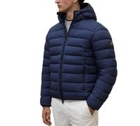 ECOALF Chaqueta Acolchada con Capucha para Hombre, materiales reciclados, Azul Marino, Cierre Completo (FR/ES, Letras, S, Regular, Regular, Azul marino)