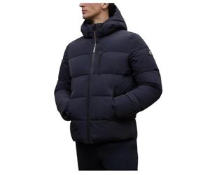 ECOALF Chaqueta de invierno con capucha para hombre, azul marino, estilo búfer