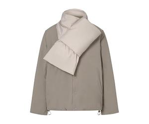 ECOALF Geres Chaqueta Reversible Mujer, Beige Dune, Poliamida Reciclada, Corte Relajado, Repelente al Agua con Bufanda Desmontable (FR/ES, Letras, S, Regular, Regular)