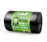 Ecobag 50 Sacos de Basura Resistentes de 50 L, Negro, 600 Llantas x 800 L