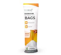 EcoBag - Paquete de 10 bolsas de basura con cordón para cocina, 50-60 L, 28 micras, resistentes, extrafuertes, compatibles con Brabantia, ecológicas, resistentes a desgarros, bolsas de reciclaje