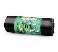 EcoBag Paquete de 10 bolsas de basura extrafuertes y resistentes, 100 litros, 33 micras, reciclables, resistentes a fugas, ecológicas, duraderas, para uso doméstico y comercial (736 x 990 mm)