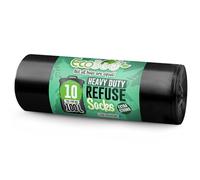 EcoBag Paquete de 10 bolsas de basura extrafuertes y resistentes, 100 litros, 33 micras, reciclables, resistentes a fugas, ecológicas, duraderas, para uso doméstico y comercial (736 x 990 mm)