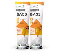 EcoBag - Paquete de 20 bolsas de basura con cordón para cocina, 50-60 L, 28 micras, resistentes, extrafuertes, compatibles con Brabantia, ecológicas, resistentes a desgarros, bolsas de reciclaje